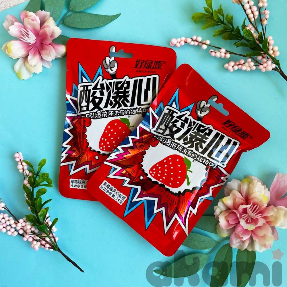 Жевательные конфеты кислые Hao Ly Yuan со вкусом клубники 24гр