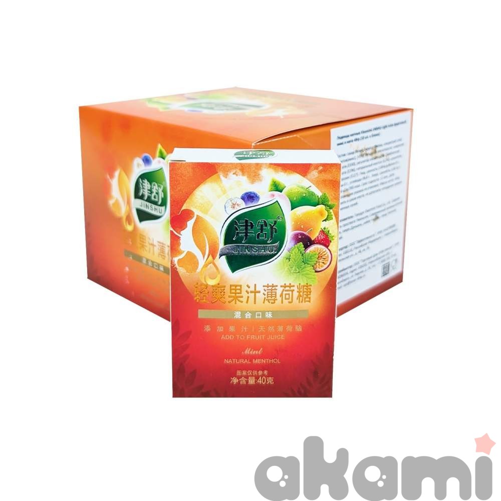 Леденцы мятные Xiaomimi JINSHU Light Juice фруктовый микс и мята 40гр (10шт в блоке)