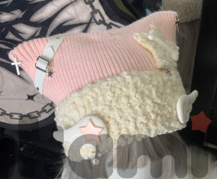 Неко шапка с декором розовая cd754 shg13