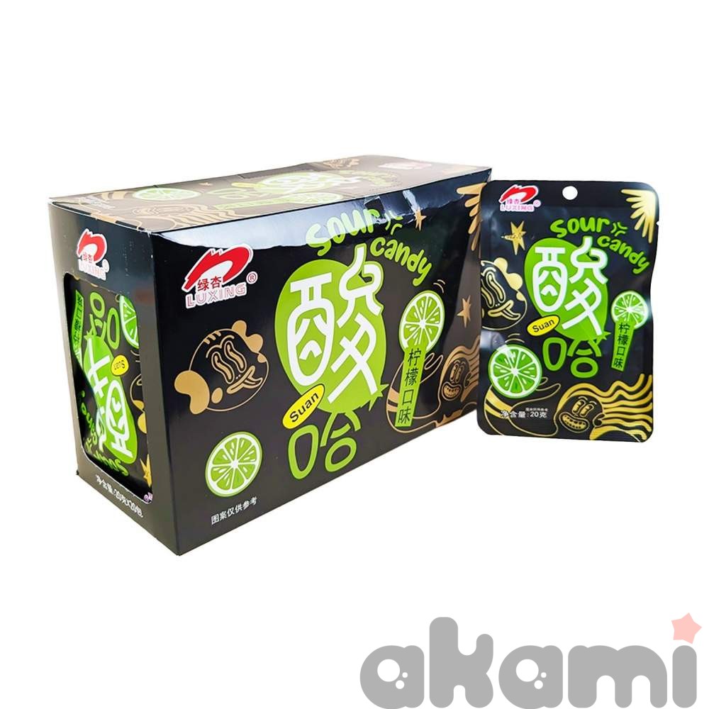 Кислые конфеты "Suan" LUXING (Hongtai Kee Food) со вкусом бодрящего лайма 20гр (20 шт в блоке)