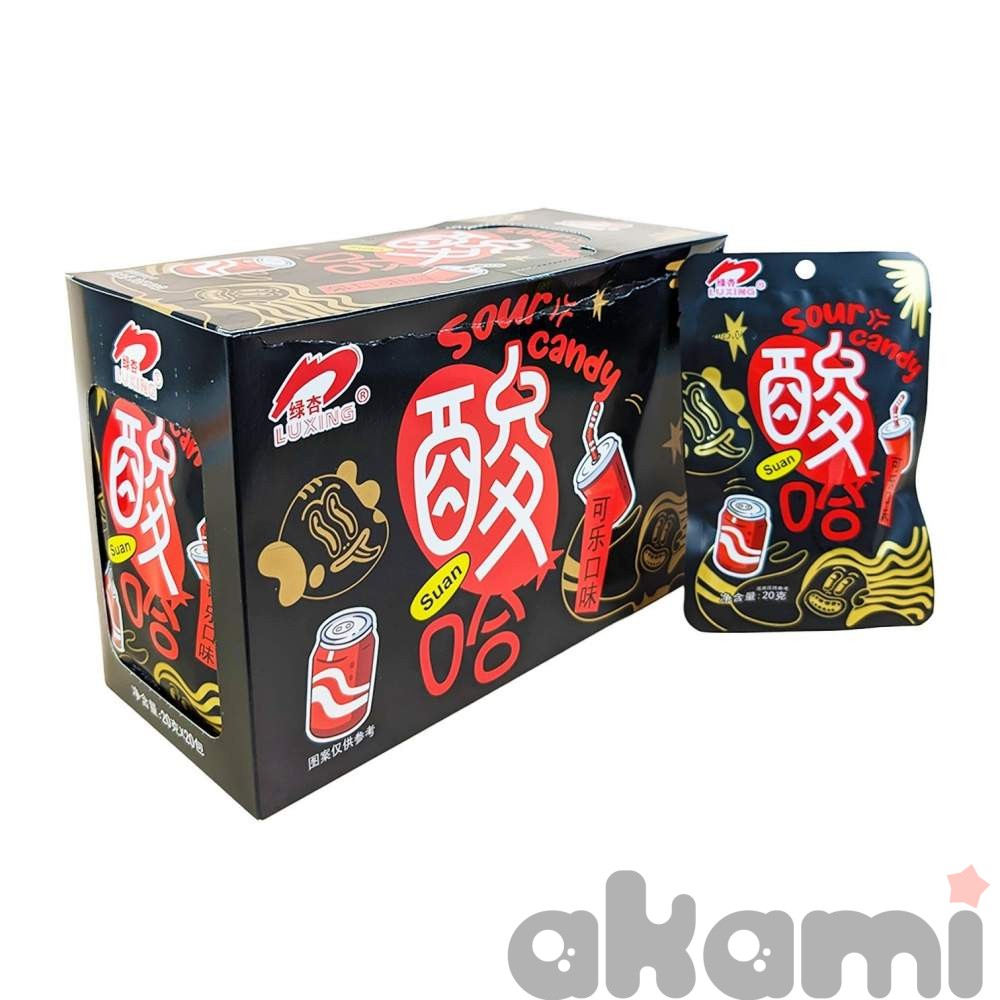 Кислые конфеты "Suan" LUXING (Hongtai Kee Food) со вкусом классической колы 20гр (20 шт в блоке)